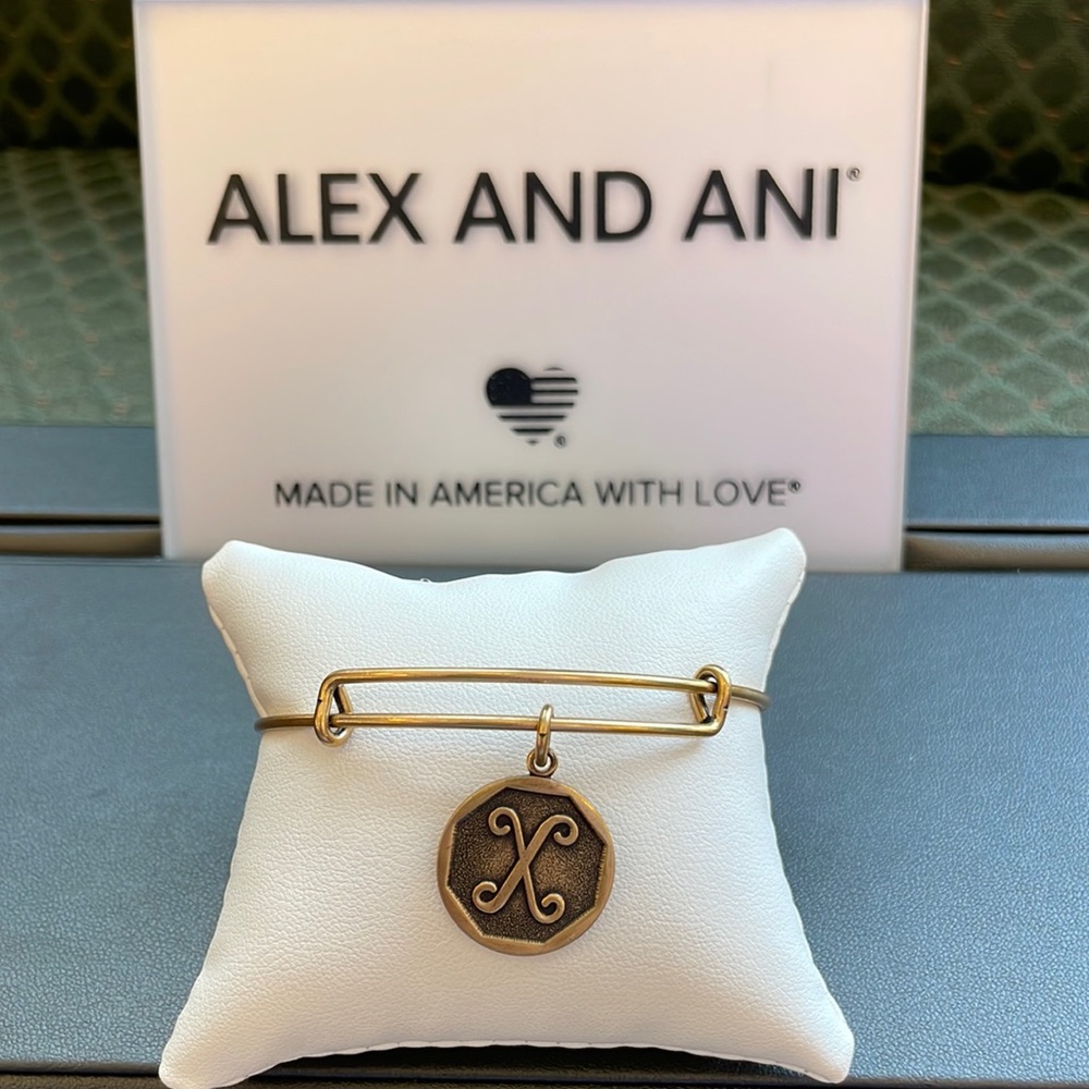 NWT Alex and Ani initial X bracelet
